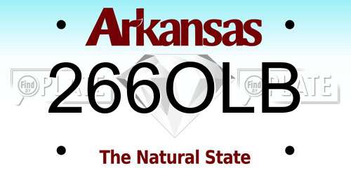 266OLB Arkansas License Plate