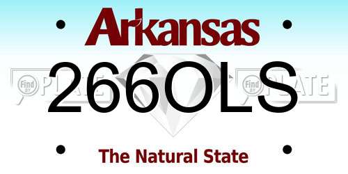 266OLS Arkansas License Plate