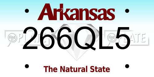 266QL5 Arkansas License Plate