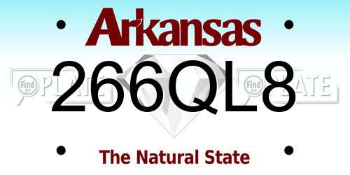266QL8 Arkansas License Plate