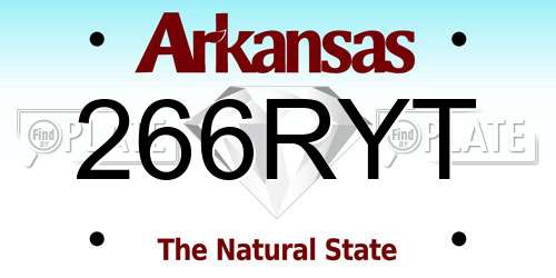 266RYT Arkansas License Plate