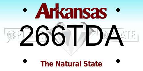 266TDA Arkansas License Plate