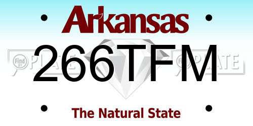 266TFM Arkansas License Plate