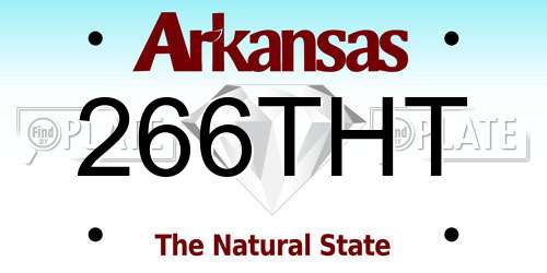 266THT Arkansas License Plate