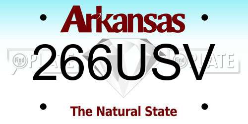 266USV Arkansas License Plate