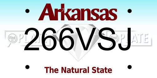 266VSJ Arkansas License Plate