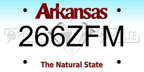 266ZFM Arkansas License Plate