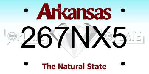 267NX5 Arkansas License Plate