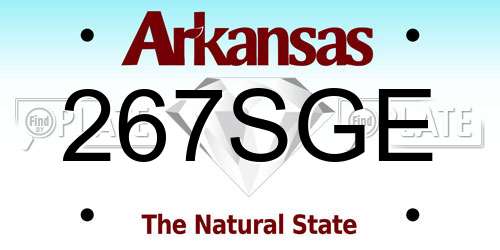 267SGE Arkansas License Plate
