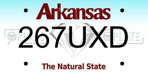 267UXD Arkansas License Plate