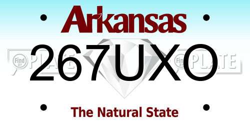 267UXO Arkansas License Plate