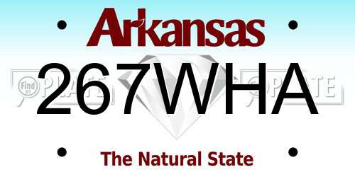 267WHA Arkansas License Plate