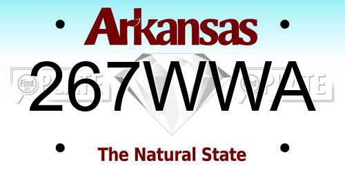 267WWA Arkansas License Plate