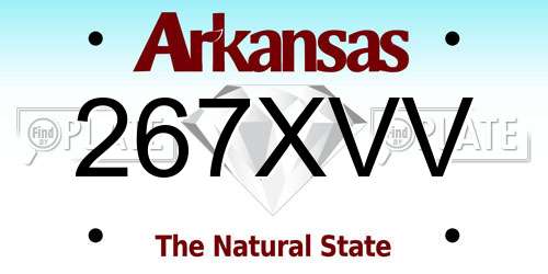 267XVV Arkansas License Plate