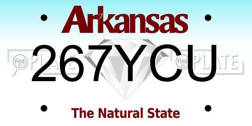 267YCU Arkansas License Plate