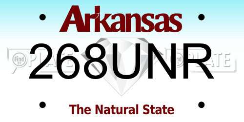 268UNR Arkansas License Plate