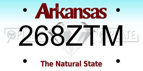 268ZTM Arkansas License Plate
