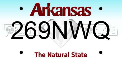 269NWQ Arkansas License Plate