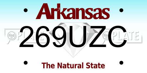 269UZC Arkansas License Plate