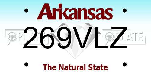269VLZ Arkansas License Plate
