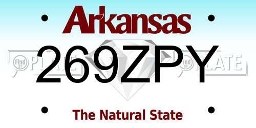269ZPY Arkansas License Plate