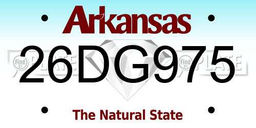 26DG975 Arkansas License Plate
