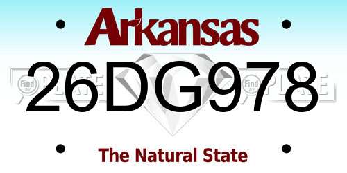 26DG978 Arkansas License Plate