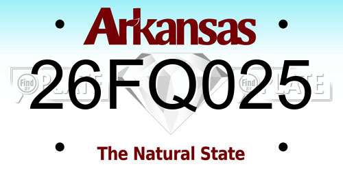 26FQ025 Arkansas License Plate