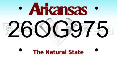 26OG975 Arkansas License Plate