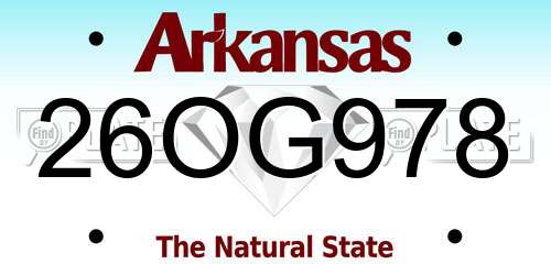 26OG978 Arkansas License Plate
