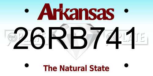 26RB741 Arkansas License Plate