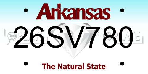 26SV780 Arkansas License Plate