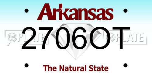 2706OT Arkansas License Plate