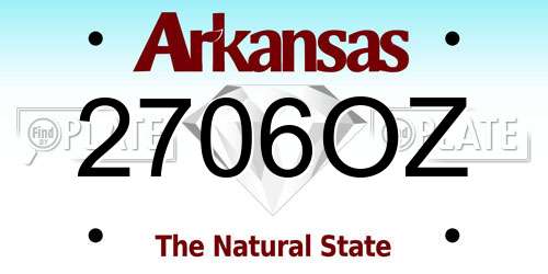 2706OZ Arkansas License Plate
