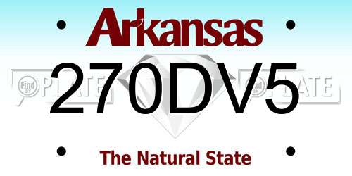 270DV5 Arkansas License Plate