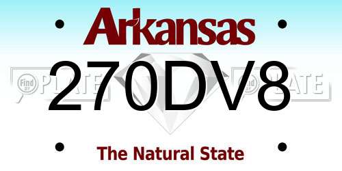 270DV8 Arkansas License Plate