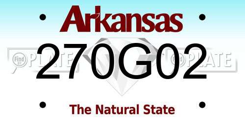 270G02 Arkansas License Plate