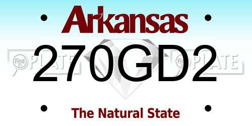 270GD2 Arkansas License Plate