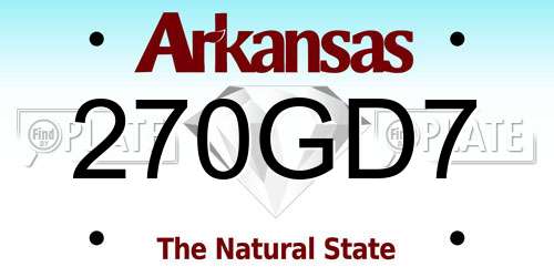 270GD7 Arkansas License Plate