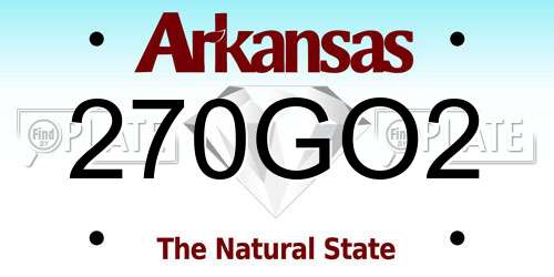 270GO2 Arkansas License Plate