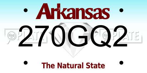 270GQ2 Arkansas License Plate