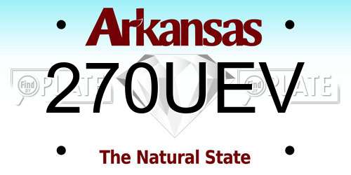 270UEV Arkansas License Plate