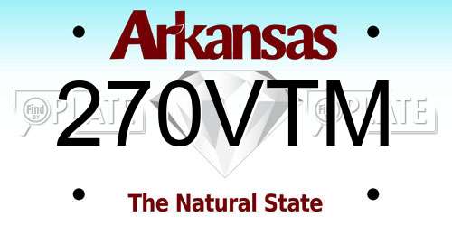 270VTM Arkansas License Plate