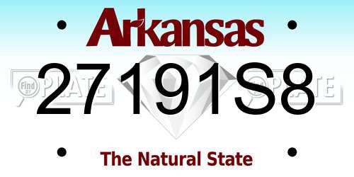 27191S8 Arkansas License Plate