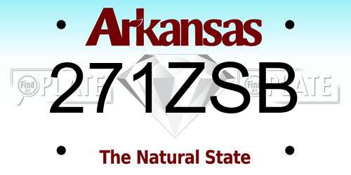 271ZSB Arkansas License Plate