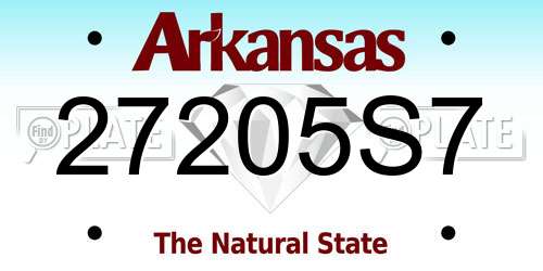 27205S7 Arkansas License Plate