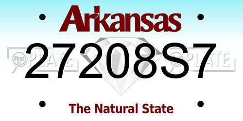 27208S7 Arkansas License Plate