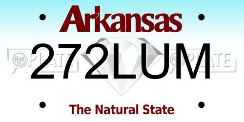 272LUM Arkansas License Plate