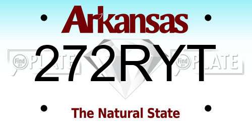 272RYT Arkansas License Plate