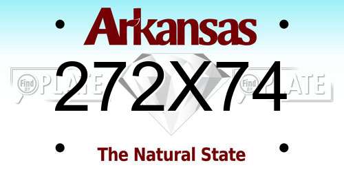 272X74 Arkansas License Plate